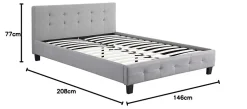 Nature Pro Lit Double 140 x190 cm Tissus Gris Moderne + Sommier Chambre Best