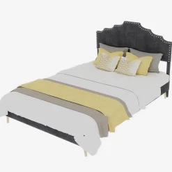 Okwish Lit Double Ado 140x200 cm - Lit Bas Capitonné, Sans Vérin et Sans Matelas, Moderne et Confortable, Tissu Gris Sale