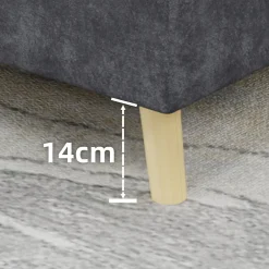 Okwish Lit Double Ado 140x200 cm - Lit Capitonné Bas Moderne et Confortable, Sans Vérin, Sans Matelas, Tissu Gris