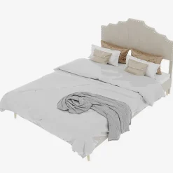 Okwish Lit Double Ado 140x200 cm - Tête de Lit Confortable et Style Moderne, Structure Composite en Tissu et Métal, sans Matelas, Beige Discount