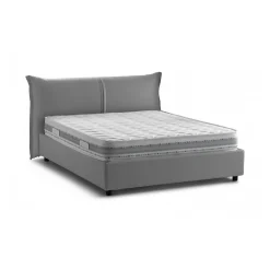 Talamo Italia Lit double Akio, 100% Made in Italy, Ouverture frontale, avec matelas 160x190 cm inclus, Gris