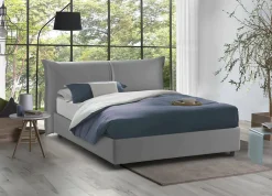 Talamo Italia Lit double Akio, 100% Made in Italy, Ouverture frontale, avec matelas 160x190 cm inclus, Gris