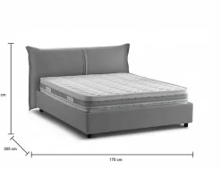 Talamo Italia Lit double Akio, 100% Made in Italy, Ouverture frontale, avec matelas 160x190 cm inclus, Gris