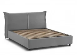 Talamo Italia Lit double Akio, 100% Made in Italy, Ouverture frontale, avec matelas 160x190 cm inclus, Gris