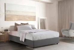 Talamo Italia Lit double Alaksir, Lit coffre en tissu, Ouverture frontale, avec matelas 140x200 cm inclus, 100% Made in Italy, Gris New