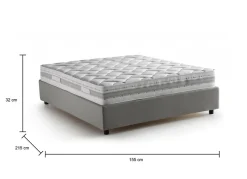 Talamo Italia Lit double Alaksir, Lit coffre en tissu, Ouverture frontale, avec matelas 140x200 cm inclus, 100% Made in Italy, Gris New