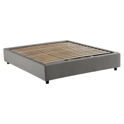 Talamo Italia Lit double Alaksir, Lit coffre en tissu, Ouverture frontale, avec matelas 140x200 cm inclus, 100% Made in Italy, Gris New