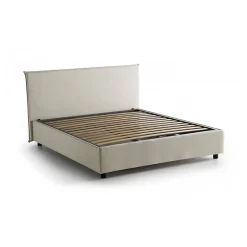 Talamo Italia Lit double Angelic, Lit coffre en tissu, Ouverture frontale, adapté pour matelas 140x190 cm, 100% Made in Italy, Beige Hot