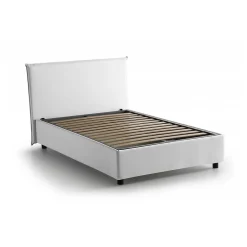 Talamo Italia Lit double Angelic, Lit coffre en tissu, Ouverture frontale, adapté pour matelas 140x190 cm, 100% Made in Italy, Blanc