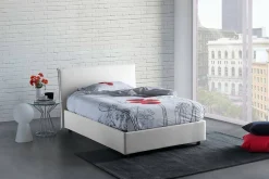 Talamo Italia Lit double Angelic, Lit coffre en tissu, Ouverture frontale, adapté pour matelas 140x190 cm, 100% Made in Italy, Blanc