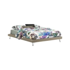 Talamo Italia Lit double Arbatrax, Lit fixe en tissu avec pieds, 100% Made in Italy, adapté pour matelas 160x190 cm, Beige