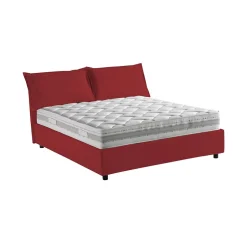 Talamo Italia Lit double Arden, Lit coffre en tissu, Ouverture frontale, avec matelas 140x190 cm inclus, 100% Made in Italy, Rouge