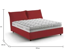 Talamo Italia Lit double Arden, Lit coffre en tissu, Ouverture frontale, avec matelas 140x190 cm inclus, 100% Made in Italy, Rouge