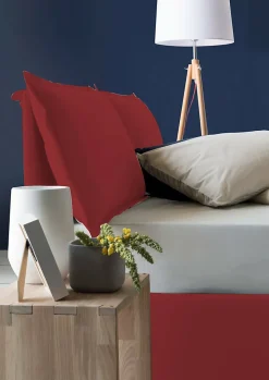 Talamo Italia Lit double Arden, Lit coffre en tissu, Ouverture frontale, avec matelas 140x190 cm inclus, 100% Made in Italy, Rouge