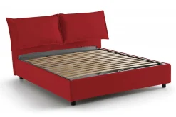 Talamo Italia Lit double Arden, Lit coffre en tissu, Ouverture frontale, avec matelas 140x190 cm inclus, 100% Made in Italy, Rouge