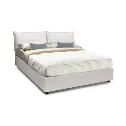 Talamo Italia Lit double Arry, lit coffre en éco-cuir, ouverture frontale, matelas 140x200 cm inclus, 100% Made in Italy, Blanc