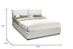 Talamo Italia Lit double Arry, lit coffre en éco-cuir, ouverture frontale, matelas 140x200 cm inclus, 100% Made in Italy, Blanc