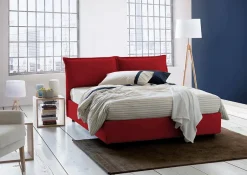 Talamo Italia Lit double Askari, Lit coffre en tissu, Ouverture frontale, Convient pour matelas 140x190 cm, 100% Made in Italy, Rouge Clearance