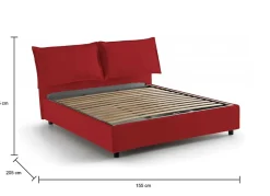 Talamo Italia Lit double Askari, Lit coffre en tissu, Ouverture frontale, Convient pour matelas 140x190 cm, 100% Made in Italy, Rouge Clearance