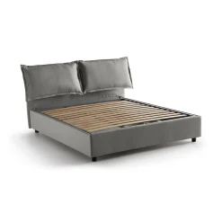 Talamo Italia Lit double Askari, Lit coffre en tissu, Ouverture frontale, Convient pour matelas 140x190 cm, 100% Made in Italy, Gris