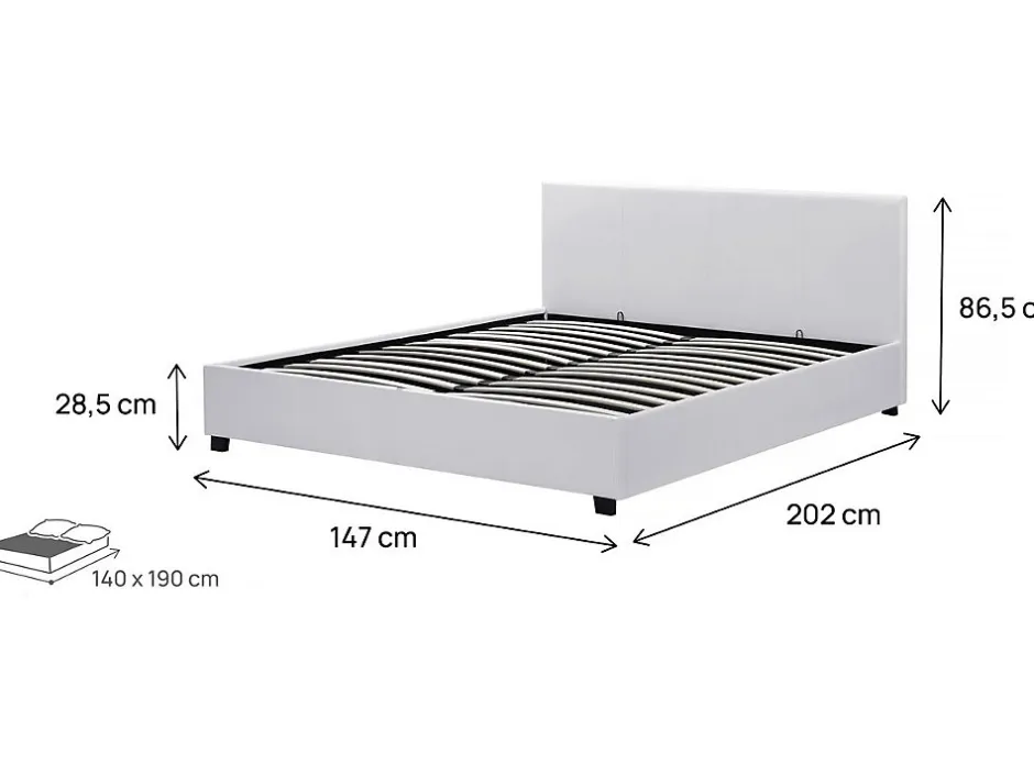 Habitat Et Jardin Lit double avec coffre "Carla" - 140 x 190 cm - Blanc Hot