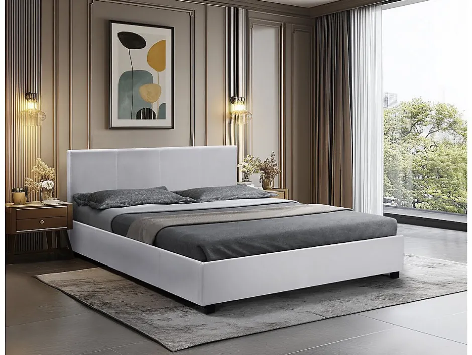 Habitat Et Jardin Lit double avec coffre "Carla" - 140 x 190 cm - Blanc Hot