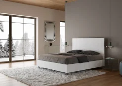 Ityhome Lit double avec rangement, double relevable, 160x200 cm, frêne blanc, New Egos Online