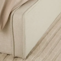 Idimex Lit double BELARTI 140 x 190 cm rembourré, revêtement en tissu - Blanc crème