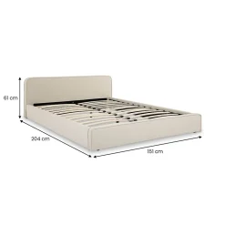 Idimex Lit double BELARTI 140 x 190 cm rembourré, revêtement en tissu - Blanc crème