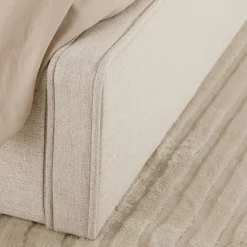 Idimex Lit double BELARTI 140 x 190 cm rembourré, revêtement en tissu - Beige Outlet