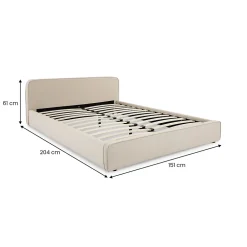 Idimex Lit double BELARTI 140 x 190 cm rembourré, revêtement en tissu - Beige Outlet