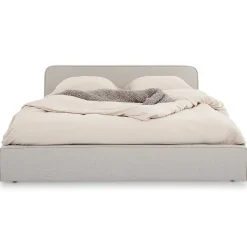 Idimex Lit double BELARTI 140 x 190 cm rembourré, revêtement en tissu - Gris clair