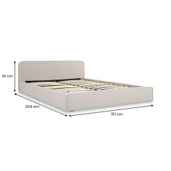 Idimex Lit double BELARTI 140 x 190 cm rembourré, revêtement en tissu - Gris clair