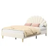 Fortuna lai Lit double capitonné 140 x 200 cm avec sommier à lattes, velours, Beige