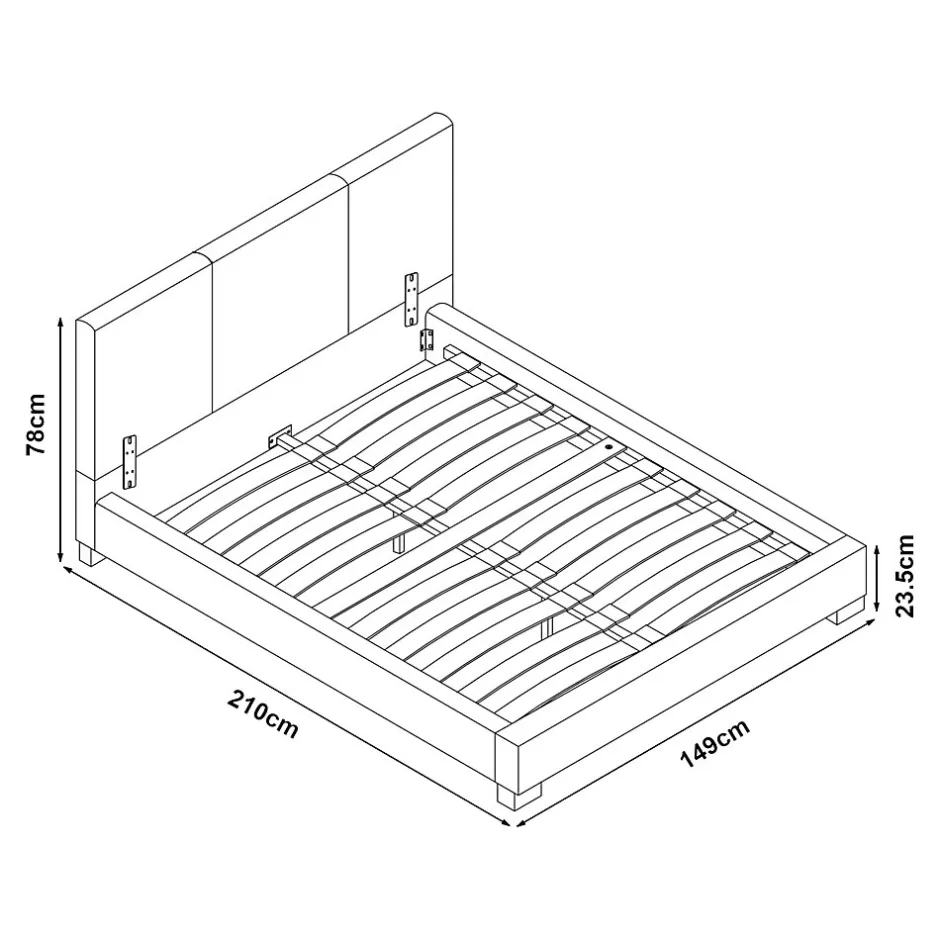 Corium Lit double capitonné 140 x 200cm cuir synthétique avec sommier à lattes noir