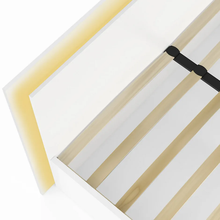 IDMarket Lit double CHARLIE 140 x 190 cm avec sommier et LED intégrées blanc