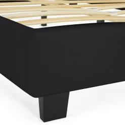 IDMarket Lit double CHARLOTTE avec tête de lit et sommier 140 x 190 cm PVC noir
