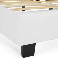 IDMarket Lit double CHARLOTTE avec tête de lit et sommier 140 x 190 cm PVC blanc Online