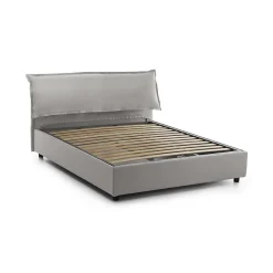 Talamo Italia Lit double Clio, Lit coffre déhoussable avec tête de lit rembourrée et cadre de lit coffre, adapté pour matelas 160x190 cm, Gris