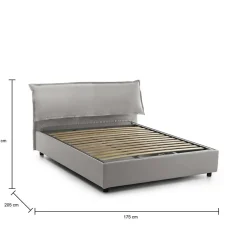 Talamo Italia Lit double Clio, Lit coffre déhoussable avec tête de lit rembourrée et cadre de lit coffre, adapté pour matelas 160x190 cm, Gris