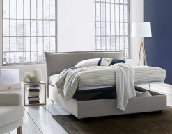 Talamo Italia Lit double Clio, Lit coffre déhoussable avec tête de lit rembourrée et cadre de lit coffre, adapté pour matelas 160x190 cm, Gris