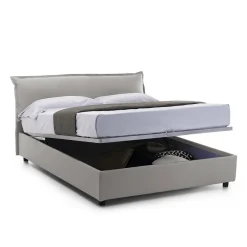 Talamo Italia Lit double Clio, Lit coffre déhoussable avec tête de lit rembourrée et cadre de lit coffre, adapté pour matelas 160x190 cm, Gris