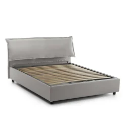 Talamo Italia Lit double Clio, Lit coffre déhoussable avec tête de lit rembourrée et cadre de lit coffre, adapté pour matelas 160x190 cm, Gris