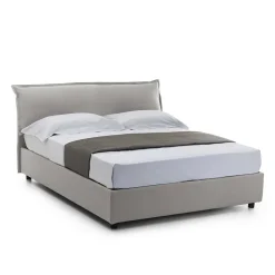 Talamo Italia Lit double Clio, Lit coffre déhoussable avec tête de lit rembourrée et cadre de lit coffre, adapté pour matelas 160x190 cm, Gris