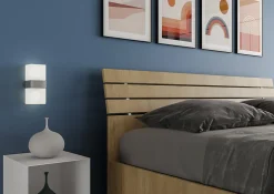 Ityhome Lit double coffre avec relevage 160x200 cm, tête de lit inclinée avec lattes en chêne Ankel Online