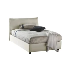 Talamo Italia Lit double Daalt, Lit coffre avec revêtement en tissu, Ouverture frontale, avec matelas 120x200 cm inclus, Beige Outlet