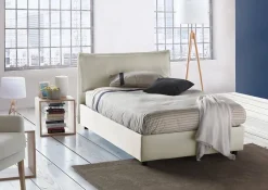 Talamo Italia Lit double Daalt, Lit coffre avec revêtement en tissu, Ouverture frontale, avec matelas 120x200 cm inclus, Beige Outlet