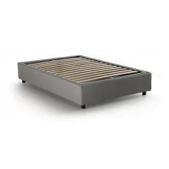 Talamo Italia Lit double Daccardi, Lit coffre avec revêtement en tissu, Ouverture frontale, adapté pour matelas 120x200 cm, Gris Outlet