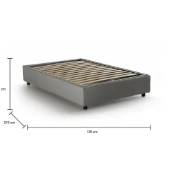 Talamo Italia Lit double Daccardi, Lit coffre avec revêtement en tissu, Ouverture frontale, adapté pour matelas 120x200 cm, Gris Outlet