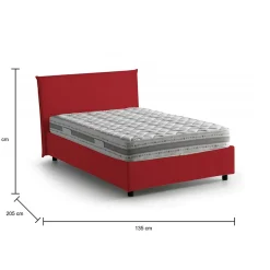 Talamo Italia Lit double Dacer, lit coffre avec revêtement en tissu, ouverture frontale, adapté pour matelas 120x190 cm, rouge Discount